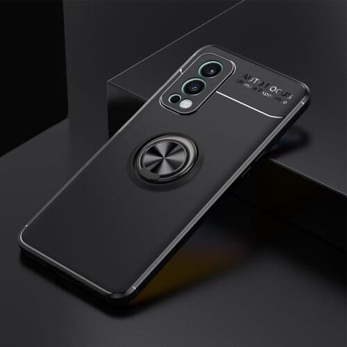 KEYSION Shockproof Case for OnePlus Nord 2 5G Soft Silicone Ring Stand Phone Back Cover for OnePlus Nord CE N200 N10 5G 1+ N100