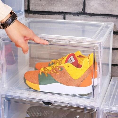 Clear Magnetic Shoes Box Stackable Dustproof Shoes Organizer Plastic Boots Display Box Collectible Sneaker Container Shoe Hanger