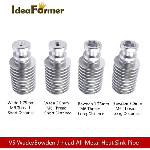 3D Printer V5 J-head Extruder Radiator Wade Short Distance/Bowden Remote All-Metal Heat Sink Pipe For 1.75mm/3.0mm filament