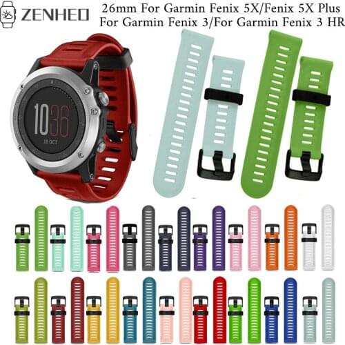 26mm Watchband Outdoor Sport Silicone Wrist Strap Replacement Bracelet Wristband for Garmin Fenix 3 HR Watch Band