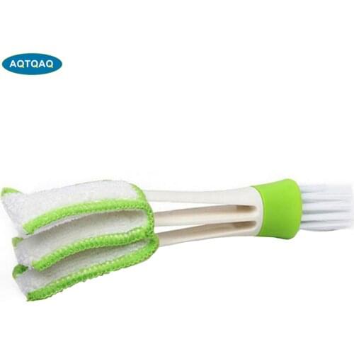 AQTQAQ 1Pcs Double-head Microfiber Car Cleaning Brush Air-condition Outlet Dashboard Clean Tools