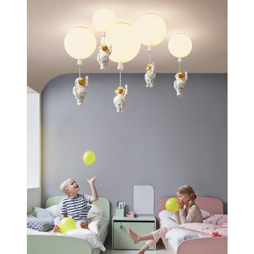 Modern Led Ceiling Light for Children Nursery Bedroom Creative Astronaut Balloons Pendant Lamp Hallway Foyer Home Decor Fixtures