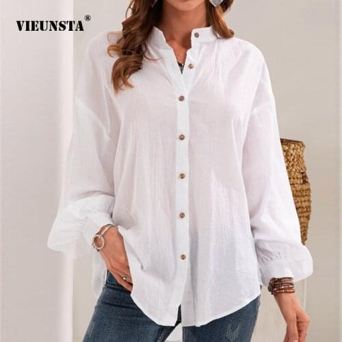 Loose Oversize Clothes Womens Clothing Elegant Blouses Summer New Style Womens Long Sleeve Tops Shirt Cotton Linen Solid Color