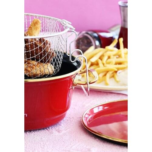 Troy Enamel 20 cm Fry pot Red stainless steel cookware with pots and pans set baking supplies
