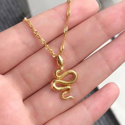 Stainless Steel Gold Chain Snake Pendant Necklace For Women Girls Collier Bijoux Femme 2020 Fashion Boho Jewelry Birthday Gift