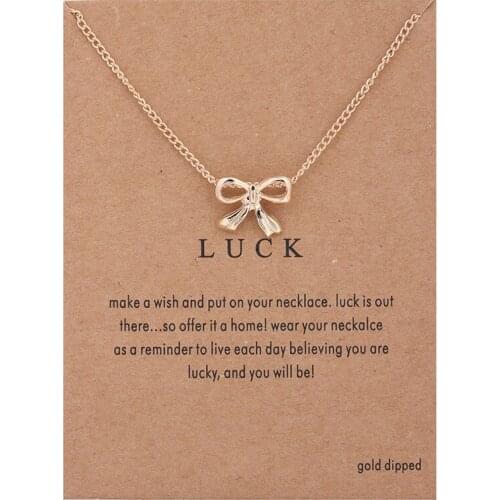 Card Luck Bowknot Necklace Necklaces Vintage Clavicle Chains Necklace Pendant Women Best Gift for friends