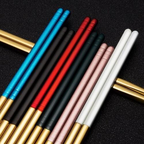 1pair 23cm Stainless Steel Chopsticks Korean Style Metal Chopstick Dessert Dinner Home Tableware Kitchen Tool Portable Reusable
