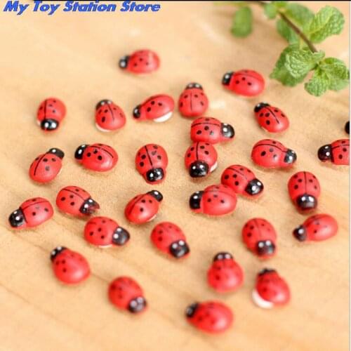 10Pcs New Cute Baby Fridge Sticker Action Toy Figures miniature toys Mini Wooden Ladybug Shape Sponge Self-adhesive Stickers