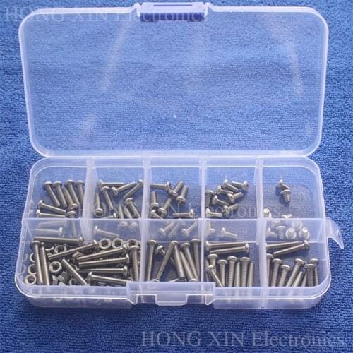 180pcs M3*4/6/8/10/12/14/16/18/20mm 304Stainless Steel Button Head Bolts Socket Screws With Hex Nuts Assortment Kit screw