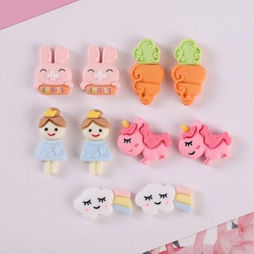 30pcs Cartoon Clouds Rabbit Girls Planar Resin Ornament DIY Crafts Phone Shell Patch Decor Kids Hair Accessories Toys Materials