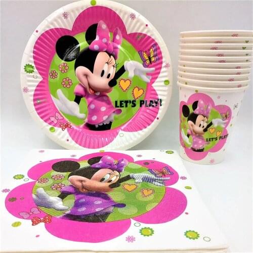 40pcs/lot Minnie Mouse birthday Party Cup/Plate/Napkin Party Decoration Disposable Tableware Kids Boys birthday Party Supplies