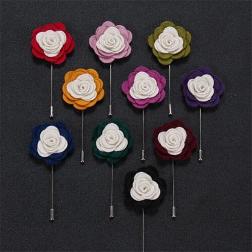 5Pcs/Lot Wholesale Brooch Fabric Flower Brooch Handmade Brooches For Women Colorful Brooch Men Lapel Pin For Suits