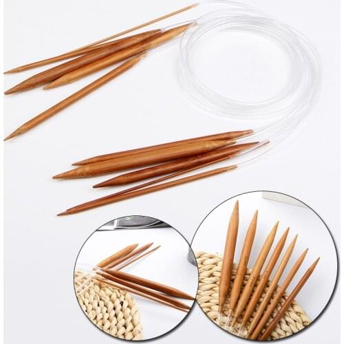 80/120cm Circular Knitting Needles DIY Double Cusp Crochet Hooks Set Soft Tube Bamboo Loop Knitting Sewing Needles 2-10mm