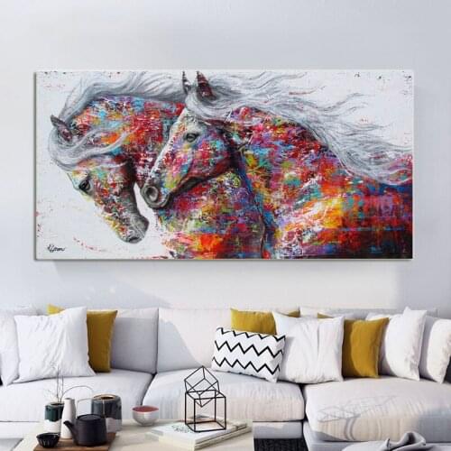 Abstract Animal Running Horse Canvas Painting Decorative Picture For Living Room Decoration Home Decor