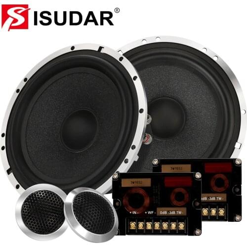 ISUDAR SU602 6.5 Inch Car Component Speaker System 2 Way Auto Audio HiFi Stereo Speakers Set Tweeter Crossover Aluminum Frame