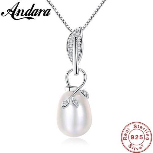 High Quality Solid Silver 925 Fashion 100% Natural Pearl Necklace Pendant Silver Jewelry Accessories Birthday Gift