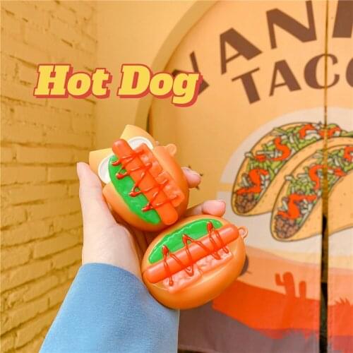 For Airpods 1 2 3 Pro Case Cover Hamburger Hot Dog Design 3D Cute Protective Shell For Airpods Charging Box Earphone Accessories