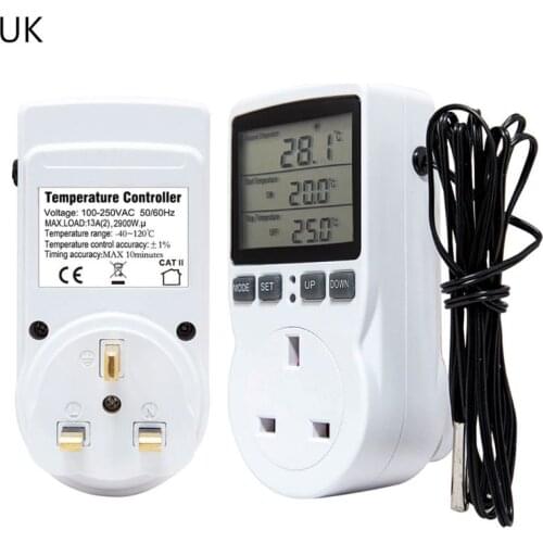 Digital Thermostat Temperature Controller Socket Outlet 16A with Timer Sensor H58C