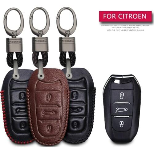 For Citroen C1 C5 C3 C4 Xsara Picasso Berlingo Ds3 Car Key Protection Shell Key Case Cover Genuine Leather Key Ring Shell