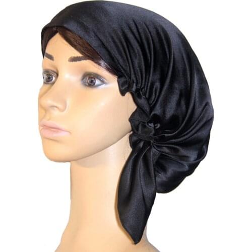 Women Adjustable Home Bonnet Silk Sleeping Hat Wrap Night Cap Hair Care Satin