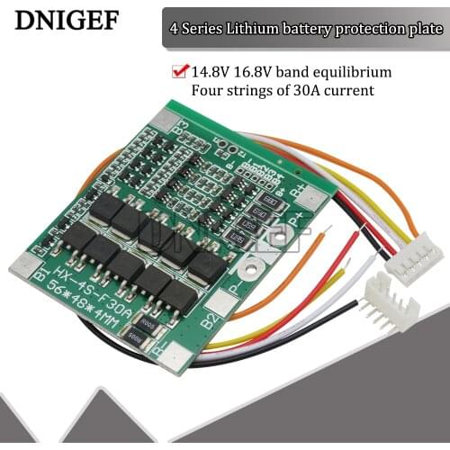 DNIGEF 1PCS New 4S 30A 14.8V Li-ion Lithium 18650 Battery with Line BMS Packs PCB Protection Board Balance Integrated Circuits