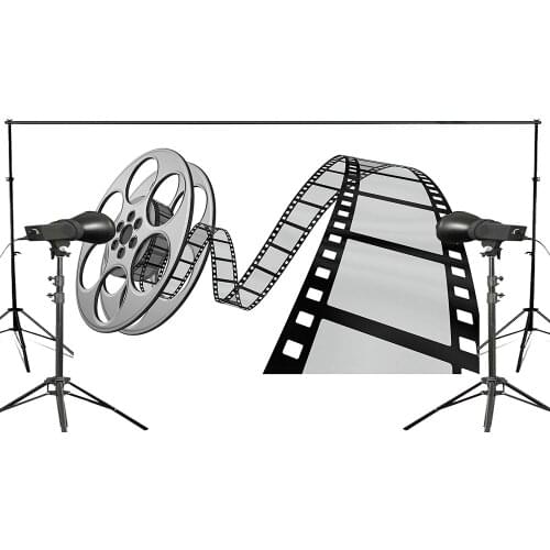 Old Movie Camera Clipart Photography Background Movie Reel Backdrop Theme Wall Photography Backdrop 5x7ft