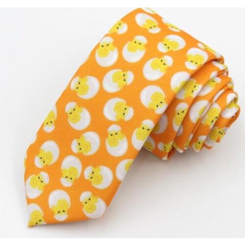 Original design tie chicken shell cartoon necktie male and female personality 6cm Korean version narrow ties orange