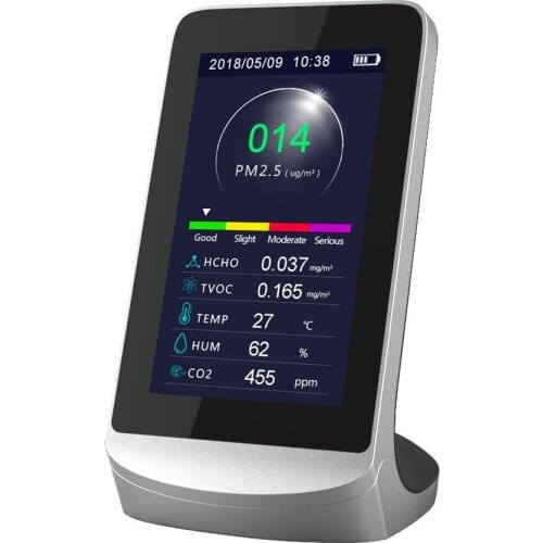 Gas Analyzer Air Pollution Meter Tester Sensor Air Quality Monitor Tracks PM2.5 HCHO(Formaldehyde) TVOC Detector Indoor Office