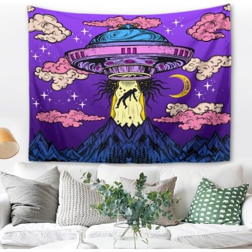 Alien Spaceship Tapestry Headboard Wall Art Dorm Hanging Wall Tapestry for Living Room Bedroom Home Decor Droppshiping