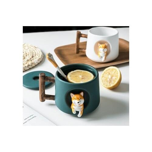Kawaii Cute Shiba Inu Ceramic Mug Set,personalized Nordic Mugs Coffe Cups Ceramic Travel With Lid And Spoon,christmas Gift Ideas
