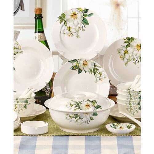 Ceram Plates 56pcs Porcelain Sunshine Kitchen Utensil set Dinnerware Set Bone China Dishes Fancy Plates and Bowls Set