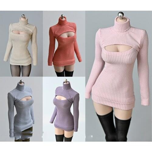 1/6 female soldier model accessories clothing 12 inch action figure female body original open chest sweater