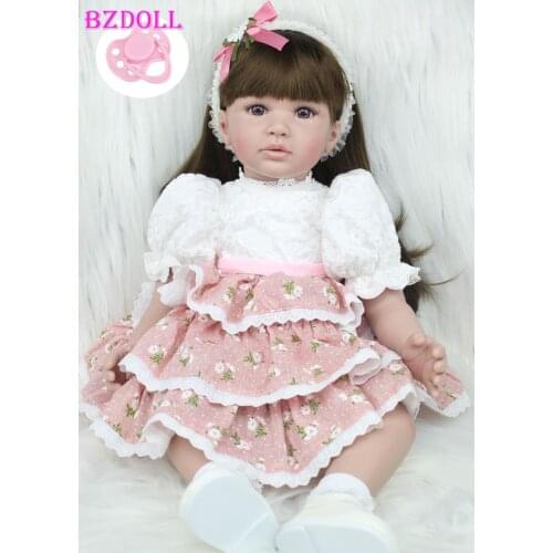 60cm Soft Silicone Reborn Doll Lifelike Fashion Cloth Body Baby Girls Birthday Gift Princess Play House Toy
