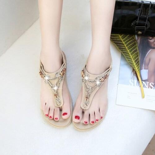 Summer Womens Sandals 2021 Fashion Rhinestone Fat Bottom Female Clip Toe Shoes Outdoor Beach Ladies Sandal Woman New