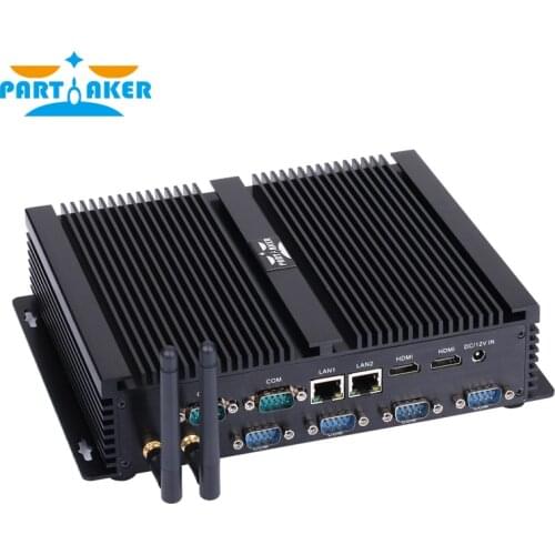 Partaker Industrial Fanless Mini PC Win10 Intel i7 i5 i3 2955U Dual Lans 2*HDMI 6*COM USB Micro Computer Linux WiFi
