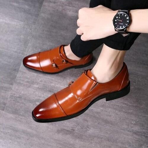 Fashion Business Dress Men Shoes New Classic Leather Mens Suits Shoes Fashion Slip On Formal Buckle Shoes Oxfords Gents