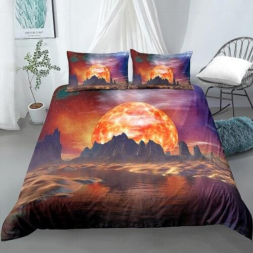 Fantasy Planet Scenery Pattern Quilt Cover Bedding Set for Home Bedroom Duvet Cover Comforter US King Queen Size Bed Decor