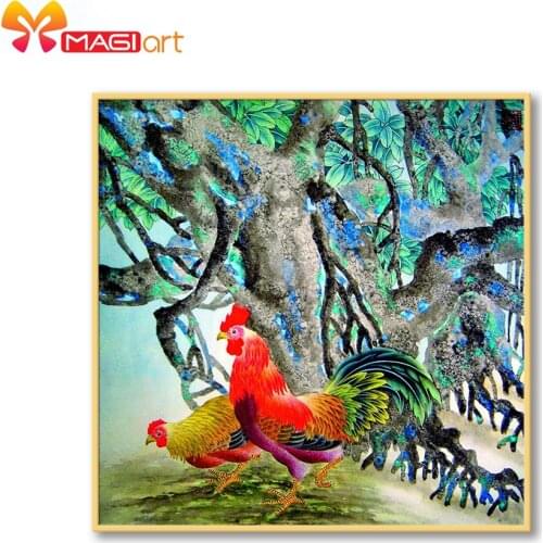 Cross stitch kits Embroidery needlework sets 11CT water soluble Canvas Patterns 14C Full Landscape cock -NCMA153