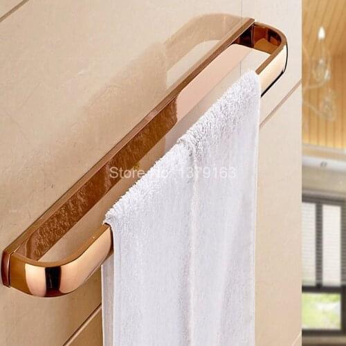 Wall Mount Luxury Rose Gold Brass Bathroom Bath Hardware Towel Single Bar Rail Rack Holder Bathroom Fitting Accessory aba867