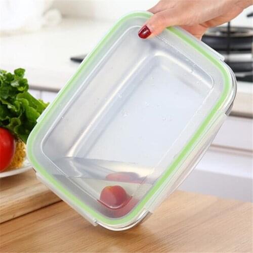 Stainless Steel Crisper Box Rectangular Student Lunch Box Food Storage Container Bento Box Kitchen Storage Box 350/550/850ml