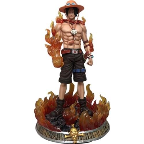 One Pieces GK Model Action Figure Ace Anime 41cm Collection Toy Exquisite Quality Luminated Statue Gift Desktop Decoration Figma