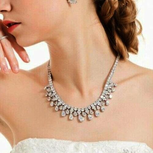 Stonefans Cubic Zirconia Crystal Choker Necklace Luxury CZ Water Drops Necklace Charm Clavicle Chain Bridal Neck Jewelry Gifts