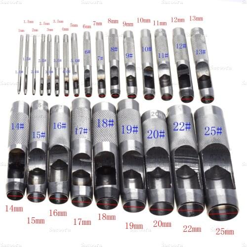 1pcs/pack Leather Tools Leather Punch Leathercraft Hole Craft Set Hollow Puncher Belt Punch 1.0mm-25mm for Clothing Canvas