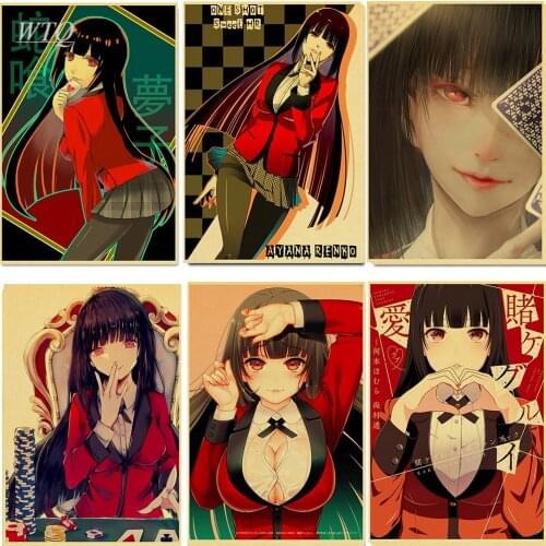 Anime Posters Kakegurui-02 Retro Poster Canvas Painting Wall Posters Wall Art Picture Home Decor Photos for Childrens Room