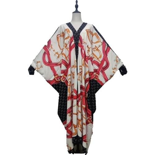 Dashiki African Womens Summer Silk V-Neck Kaftan Maxi Dress Fashion Muslim Batwing Sleeve Abaya Long Dresses For party
