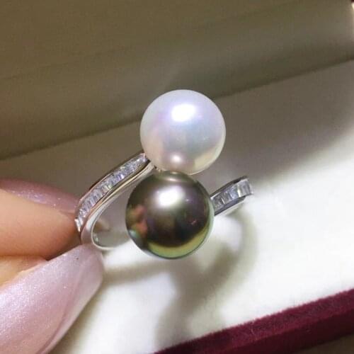 TWO PEARL 925 Sterling Silver Adjustable Ring Finger Ring Base Settings Findings Jewelry Parts Fittings Accessories for Pearls