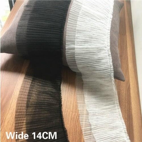 14CM Wide Luxury Double Layers Tulle Lace Ribbon Mesh Embroidery Collar Lace Edge Trim For Women Dress DIY Sewing Guipure Decor