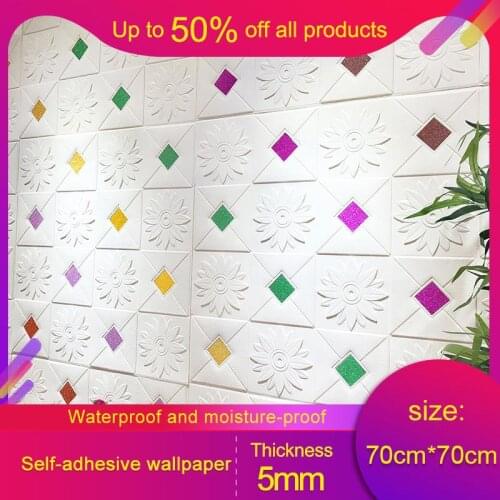 Self Adhesive 3D Brick Wall Stickers Living Waterproof Foam Room Bedroom DIY Adhesive Wallpaper Art 70*70*0.5cm home Wall Decals