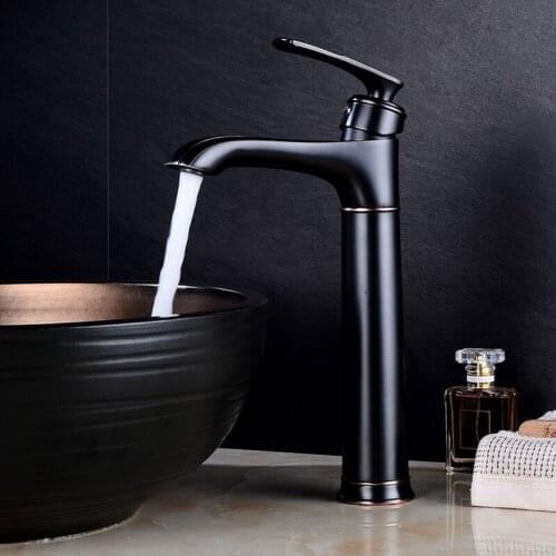 Basin Faucets Single Handle Black Bronze Brushed Brass Faucet Hot and Cold Sink Faucet Mixer Taps Bathroom Faucet Lavatory Mixer