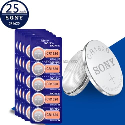 Sony cr1620 25pcs 3v button cell coin lithium batteries for watch car toy ECR1620 LM1620 DL1620 5009LC KCR1620 BR1620